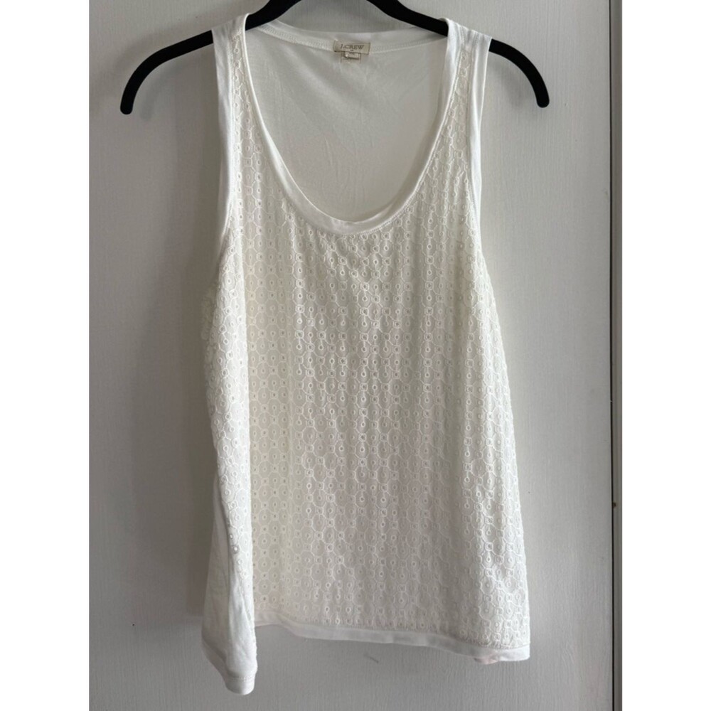 J. Crew White Eyelet Scoop Tank Size XS